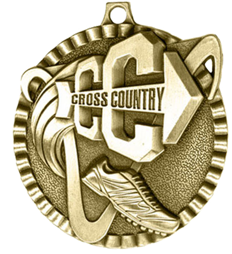 Gold Victory Scene Cross Country Medal