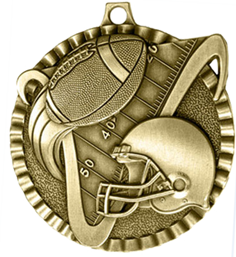 Gold Victory Scene Football Medal