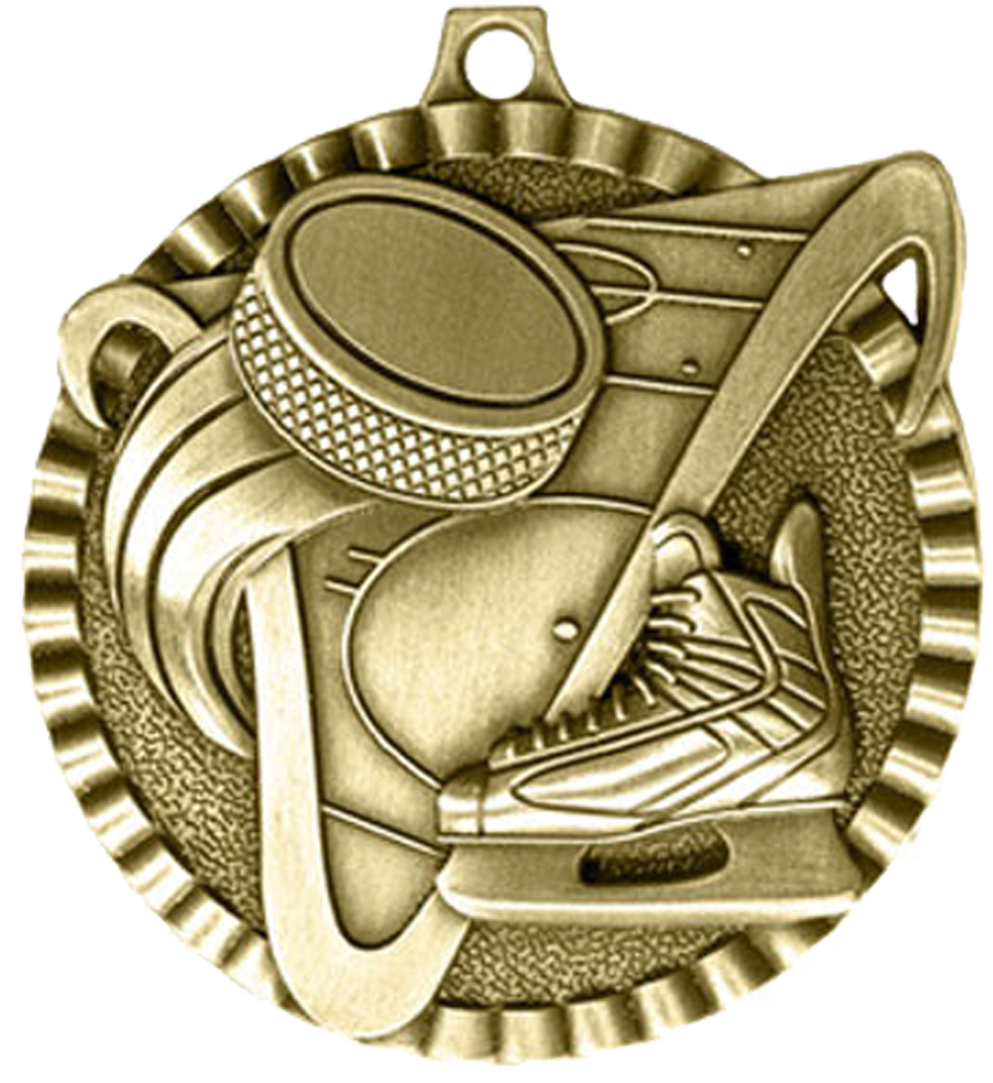 Gold Victory Scene Hockey Medal