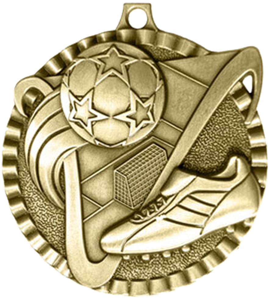 Gold Victory Scene Soccer Medal