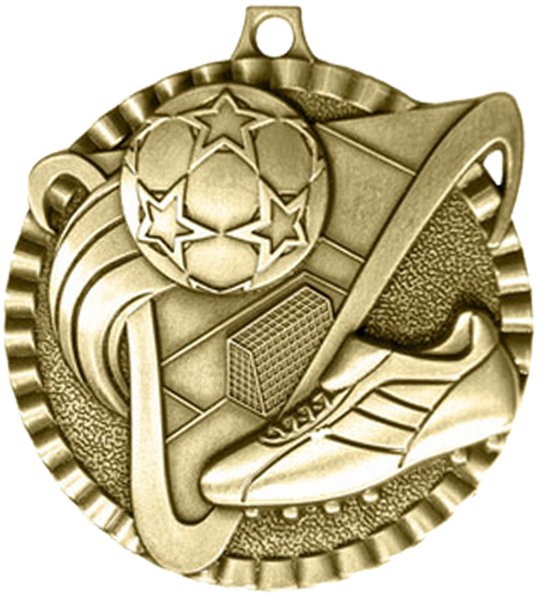 Gold Victory Scene Soccer Medal