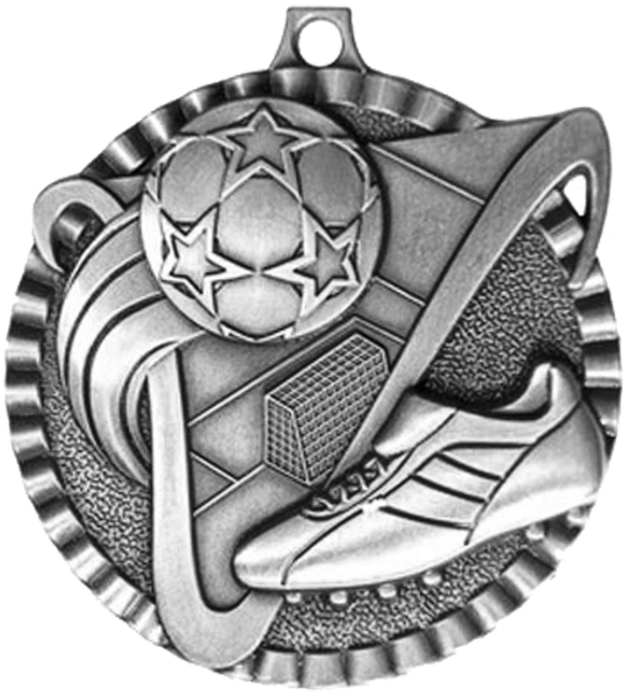 Silver Victory Scene Soccer Medal