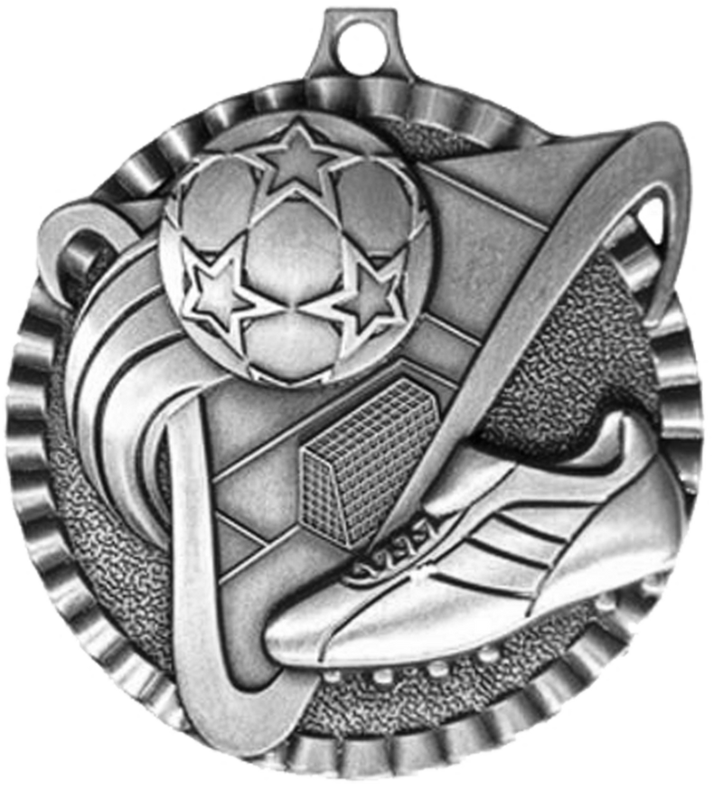 Silver Victory Scene Soccer Medal