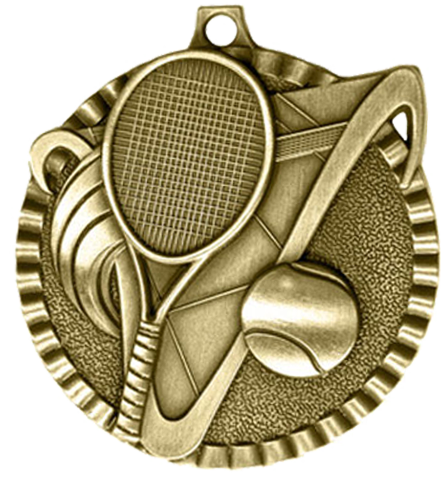 Gold Victory Scene Tennis Medal