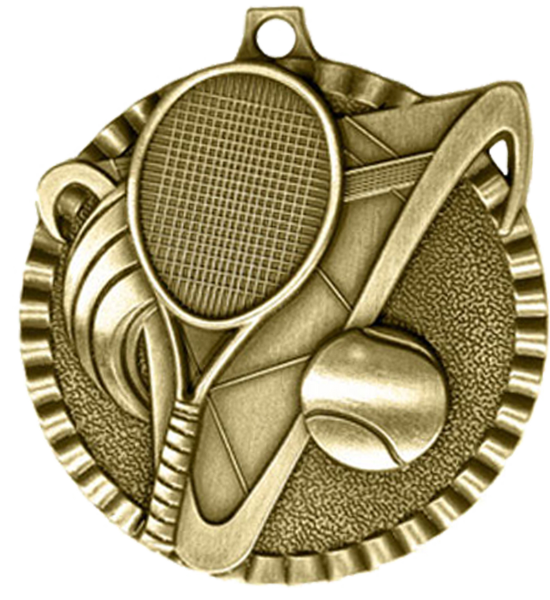 Gold Victory Scene Tennis Medal