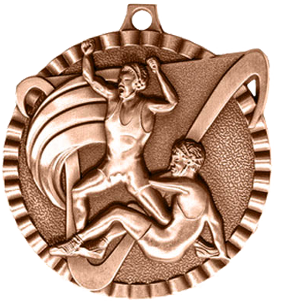 Bronze Victory Scene Wrestling Medal