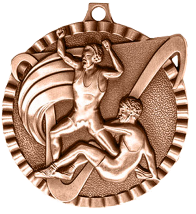 Bronze Victory Scene Wrestling Medal