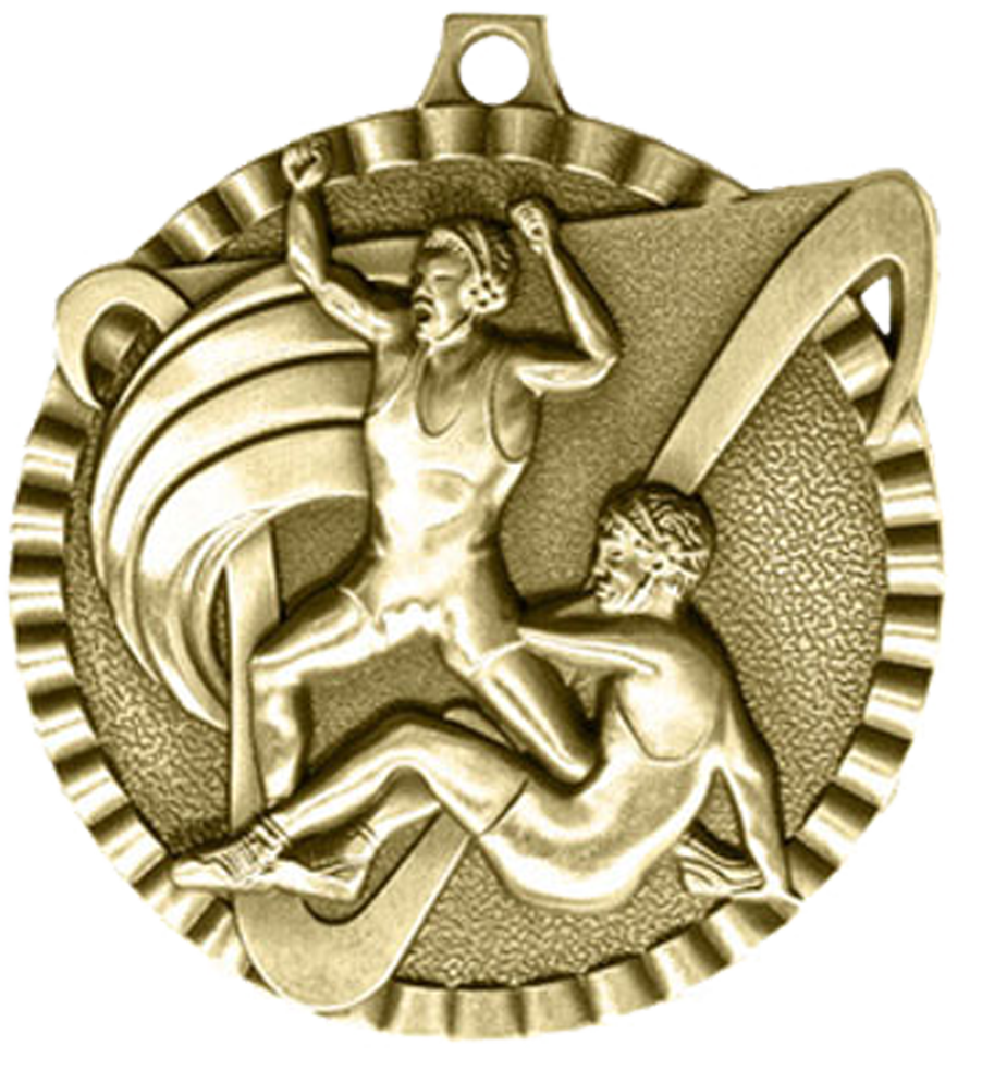 Gold Victory Scene Wrestling Medal