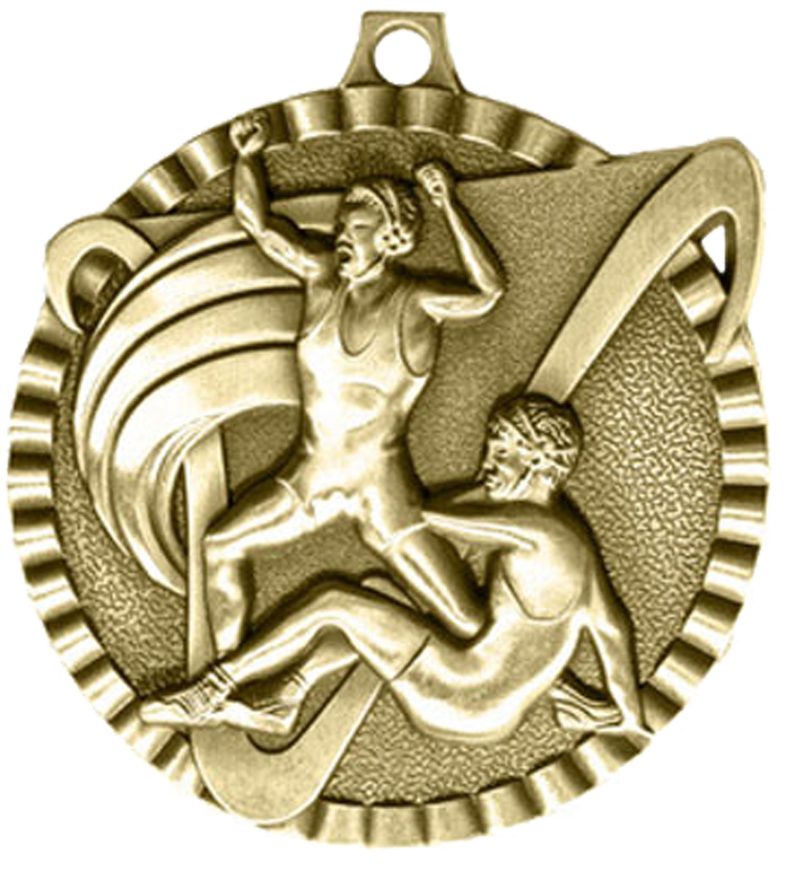 Gold Victory Scene Wrestling Medal