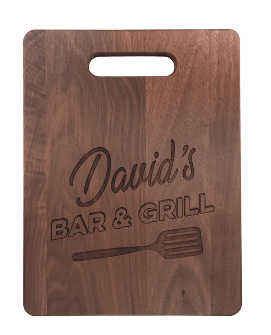 Personalized Walnut Cutting Board with Cut-Out Handle