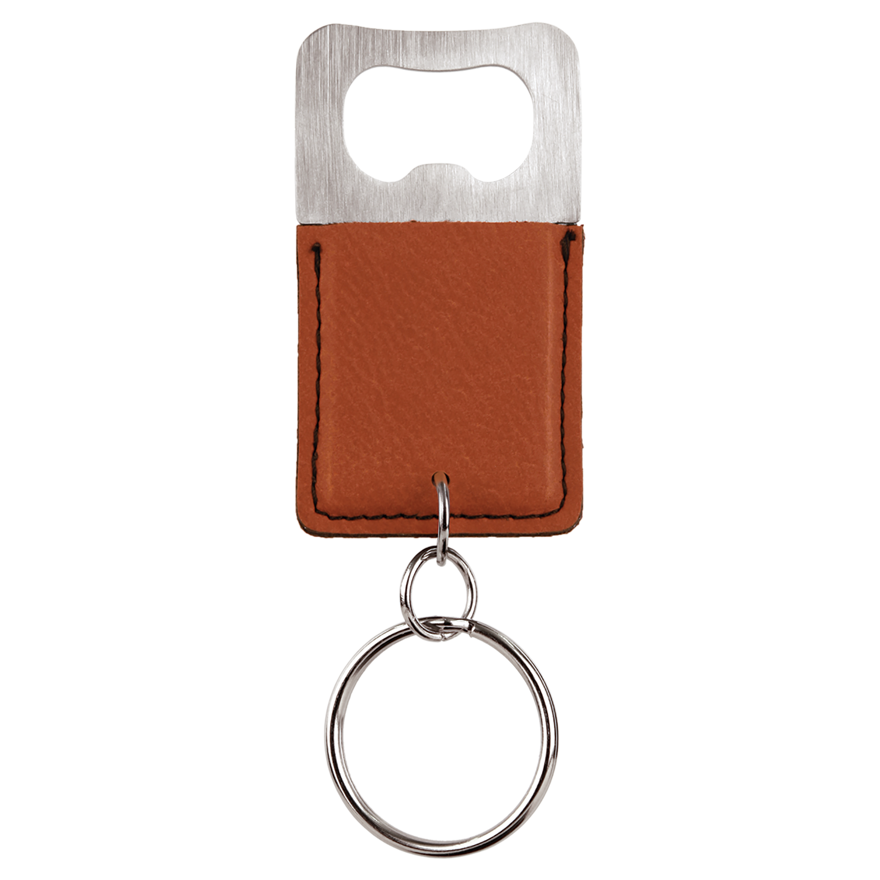 Rawhide Rectangle Bottle Opener Keychain