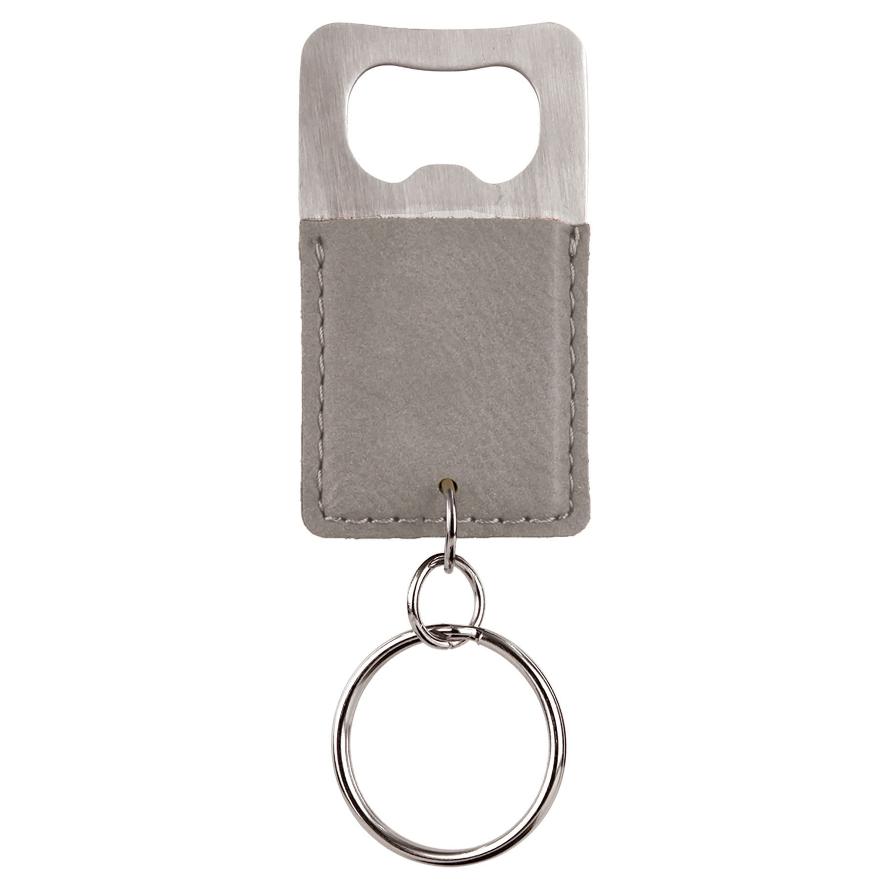 Gray Rectangle Bottle Opener Keychain