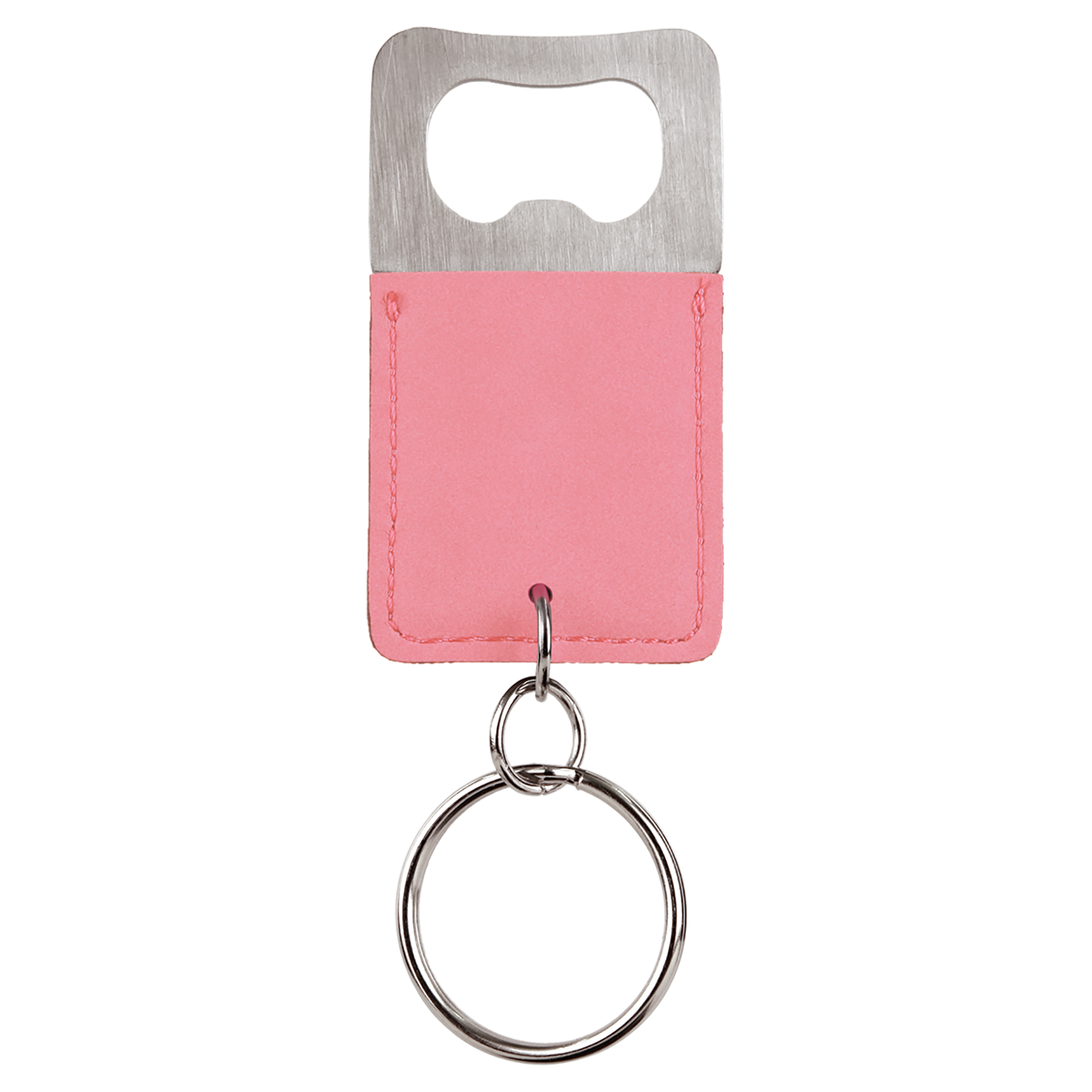 Pink Rectangle Bottle Opener Keychain