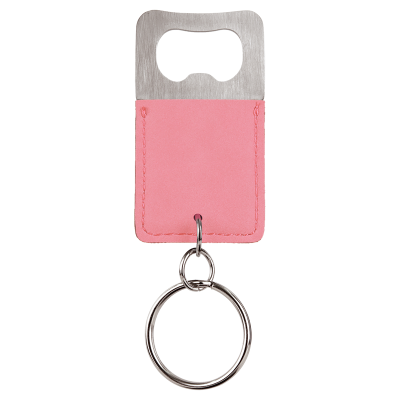 Pink Rectangle Bottle Opener Keychain