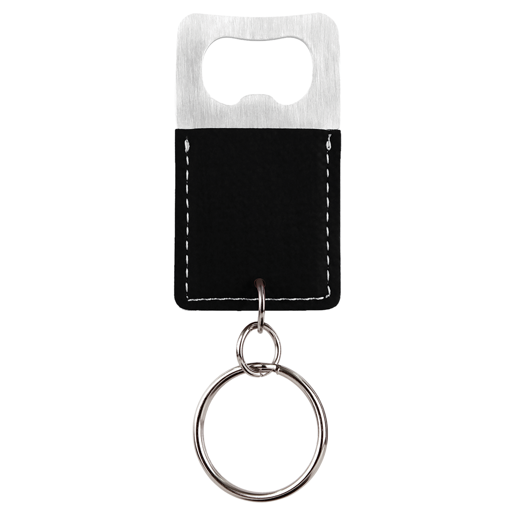 Black and Silver Rectangle Bottle Opener Keychain