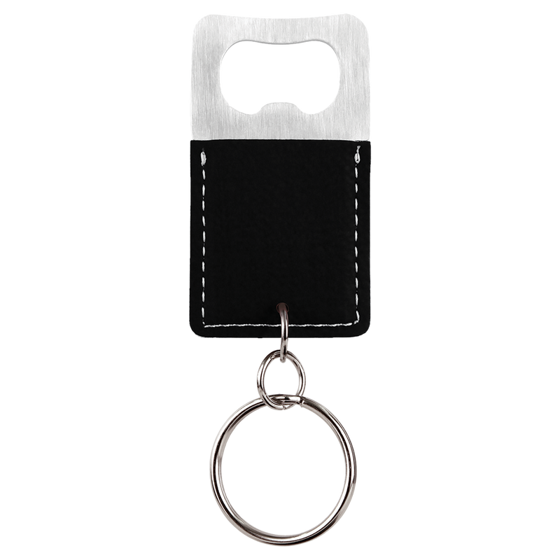 Black and Silver Rectangle Bottle Opener Keychain