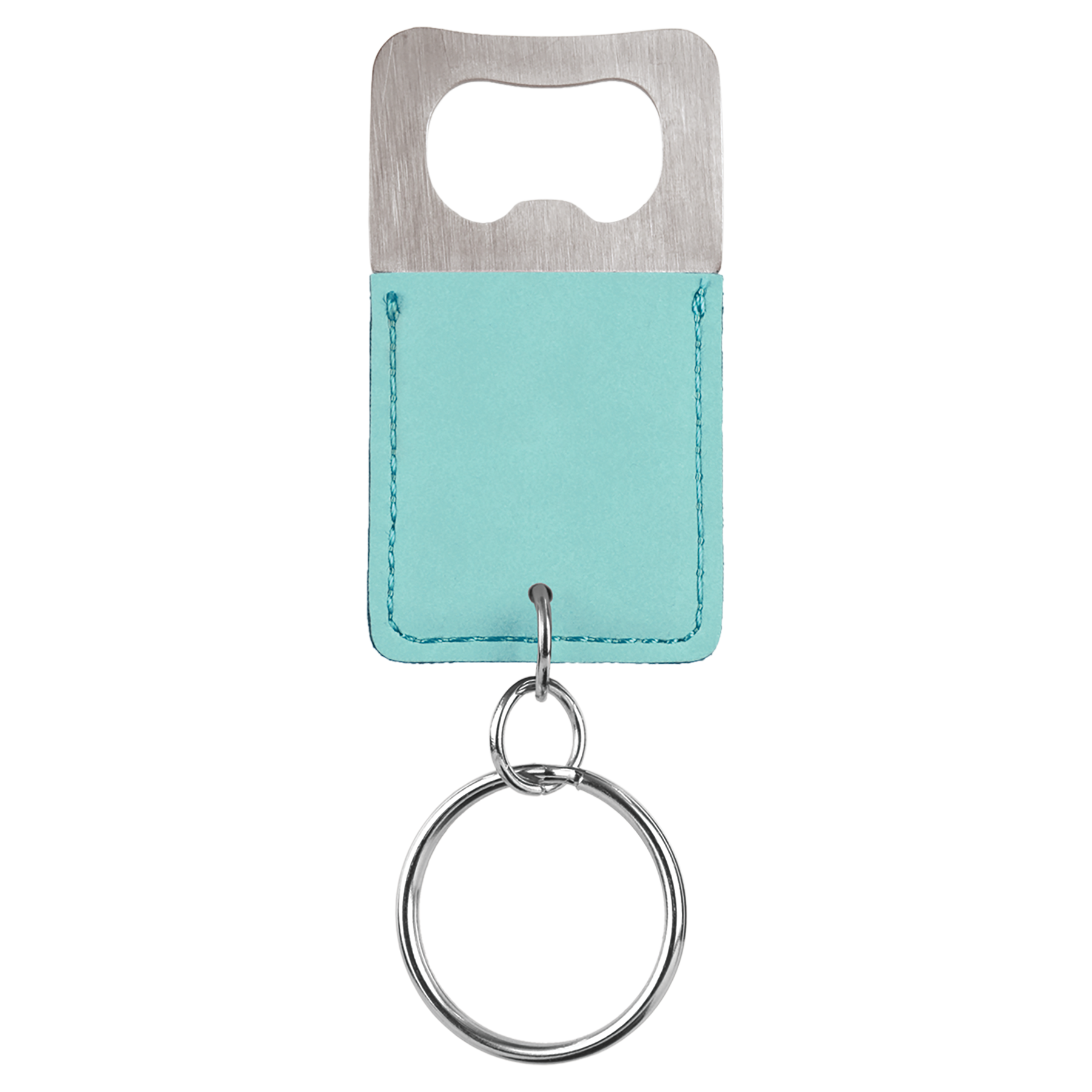 Teal Rectangle Bottle Opener Keychain