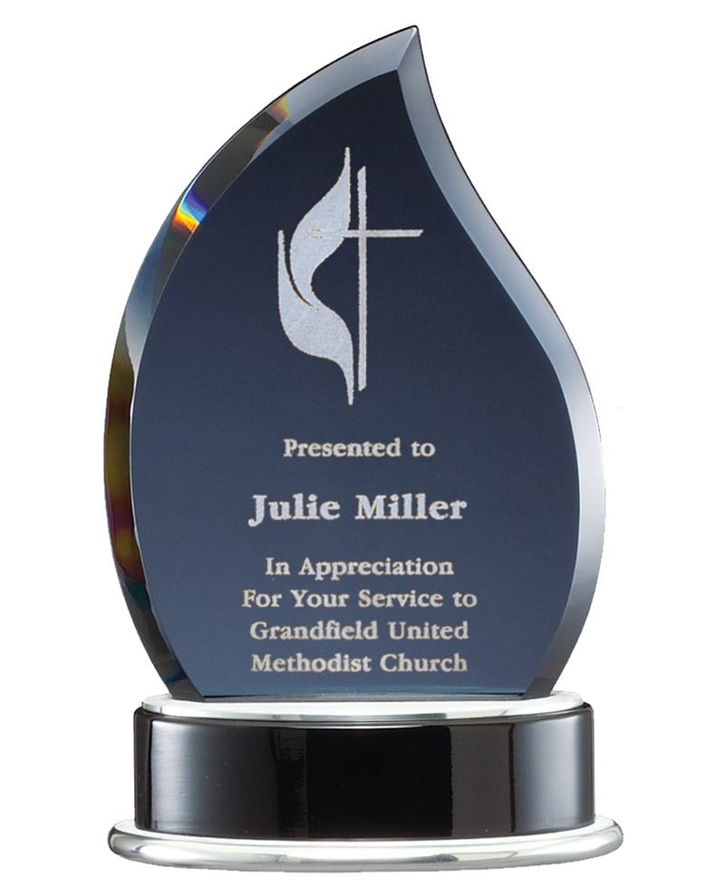 Flame Smoked Glass Award On Black Base
