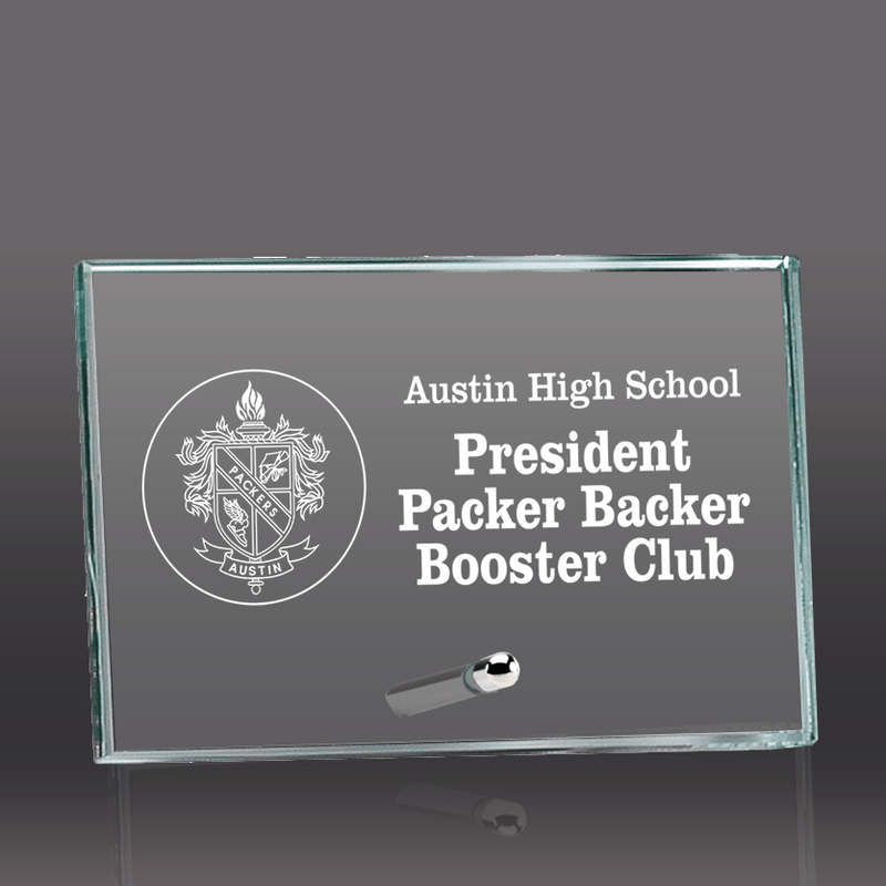 Laser Engraved Horizontal Standing Glass Plaque