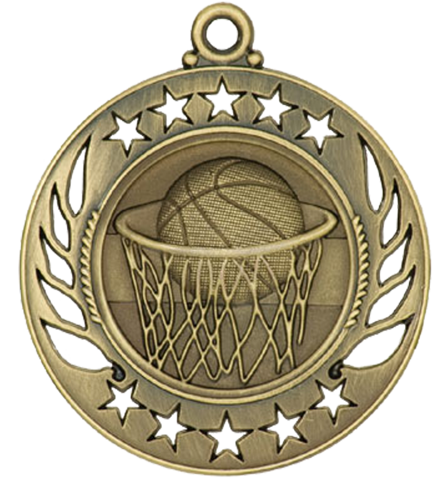 Gold Galaxy Basketball Medal