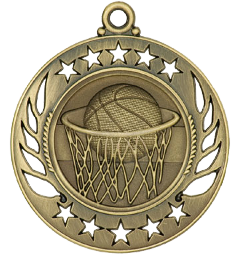 Gold Galaxy Basketball Medal