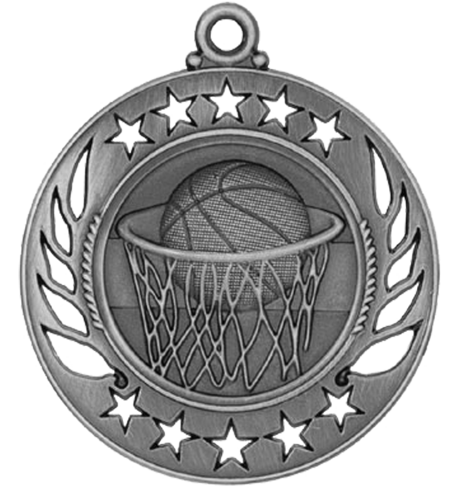 Silver Galaxy Basketball Medal