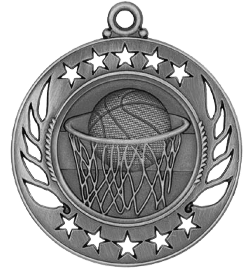 Silver Galaxy Basketball Medal