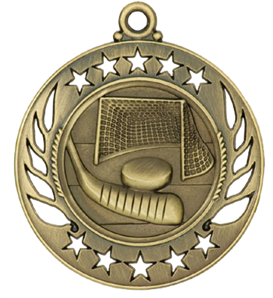 Gold Galaxy Hockey Medal