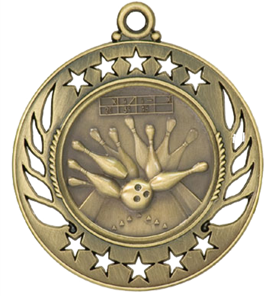 Gold Galaxy Bowling Medal