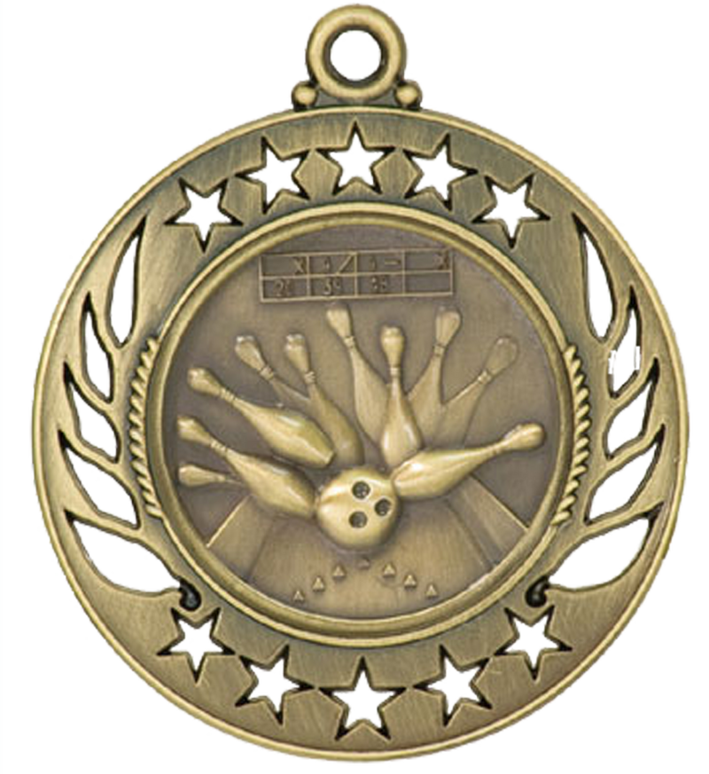 Gold Galaxy Bowling Medal