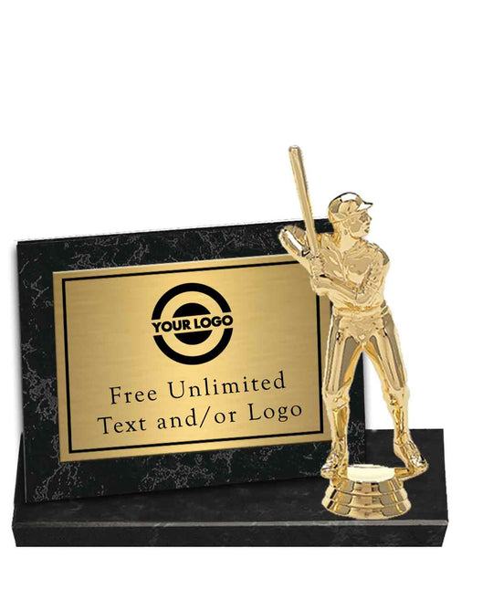 Black Marble Billboard Plaque with Baseball Topper