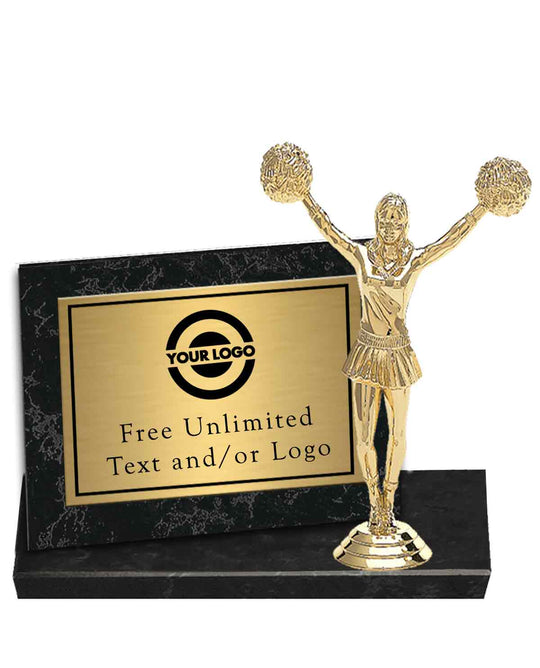 Black Marble Billboard Plaque with Cheer Topper