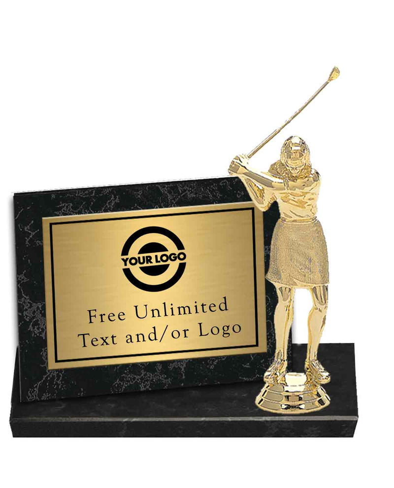 Gold Plate Black Marble Billboard Plaque with Golf Topper
