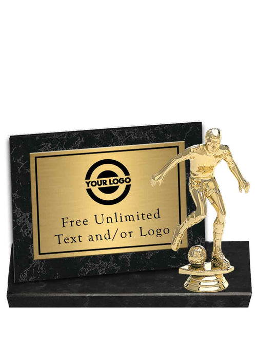 Black Marble Billboard Plaque with Soccer Topper