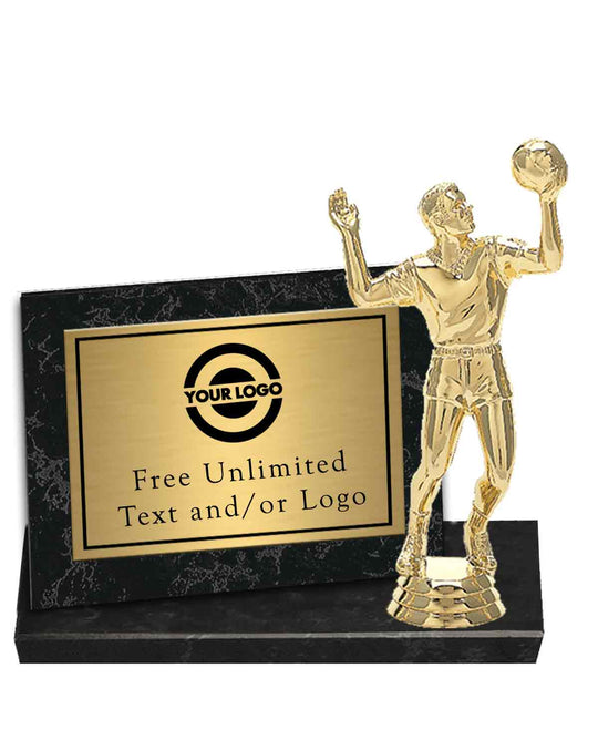 Black Marble Billboard Plaque with Volleyball Topper