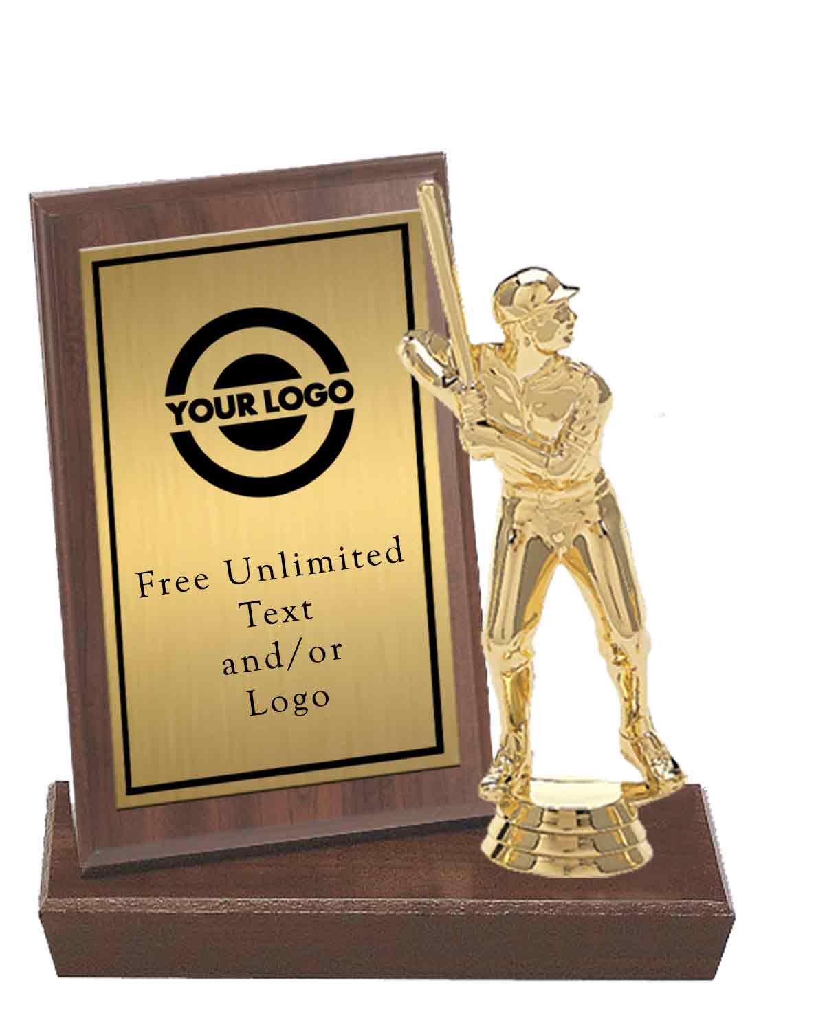 Gold Plate MVP Plaque with Baseball Figure