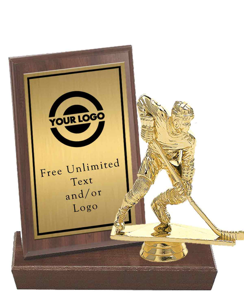 Gold Plate MVP Plaque with Hockey Figure