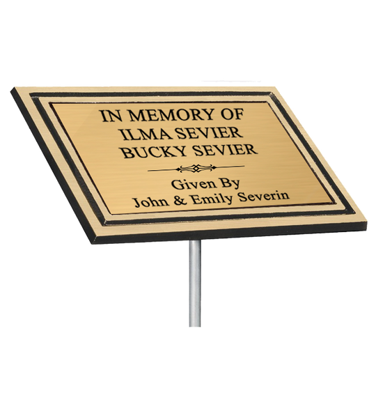 Gold Cast Aluminum Plaque w/ Stake