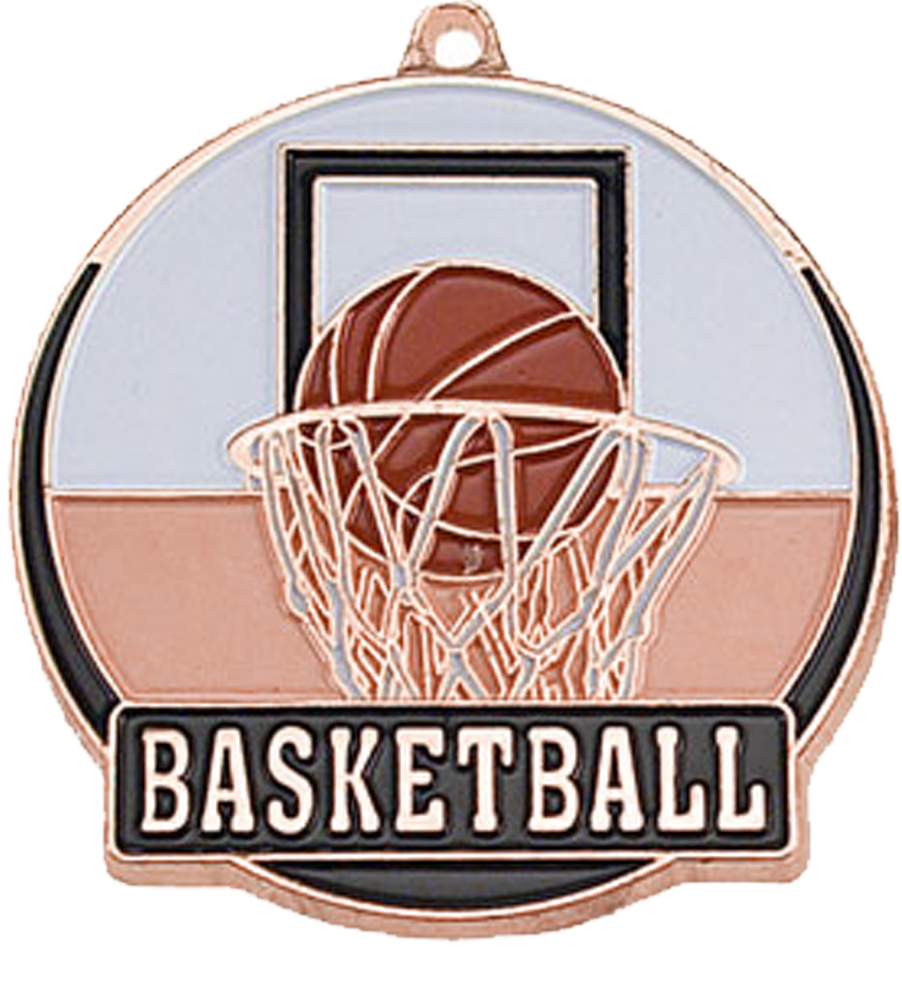 Bronze Color Fill Basketball Medal