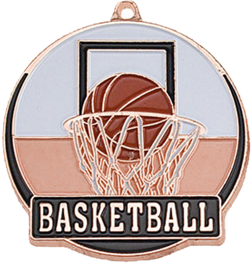 Bronze Color Fill Basketball Medal