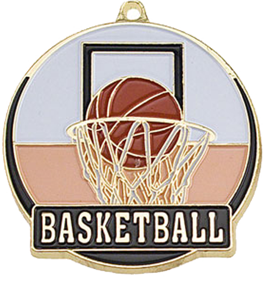 Gold Color Fill Basketball Medal