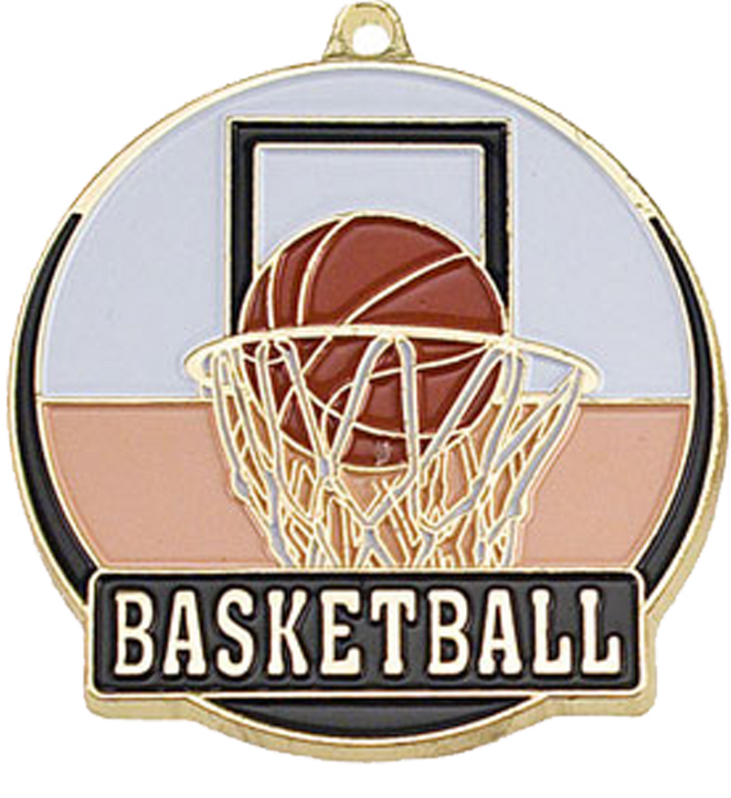 Gold Color Fill Basketball Medal