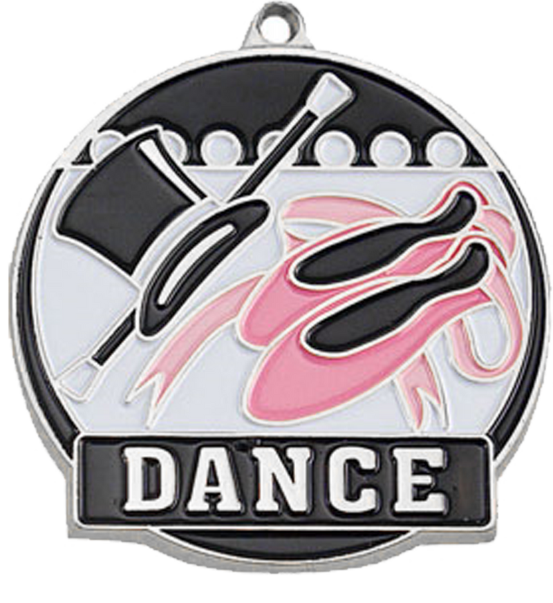 Silver Color Fill Dance Medal