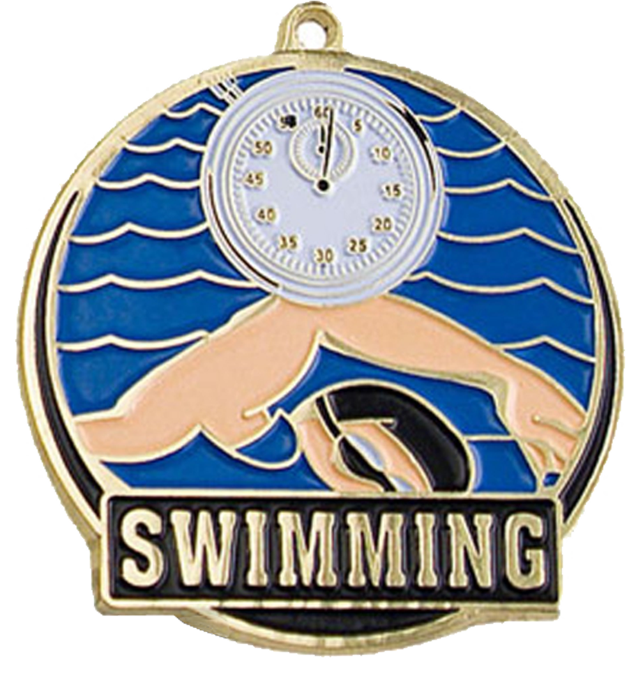 Gold Color Fill Swimming Medal