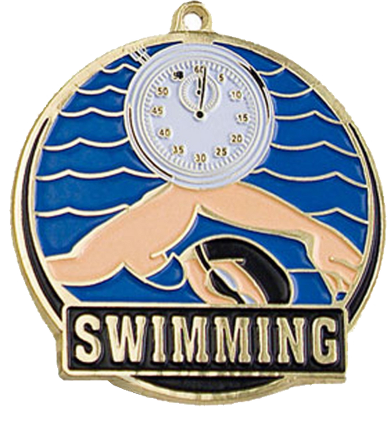 Gold Color Fill Swimming Medal