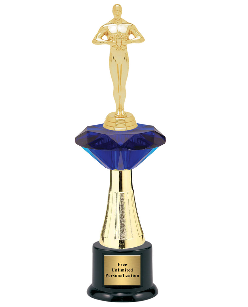 Large Blue Jewel Riser Trophy