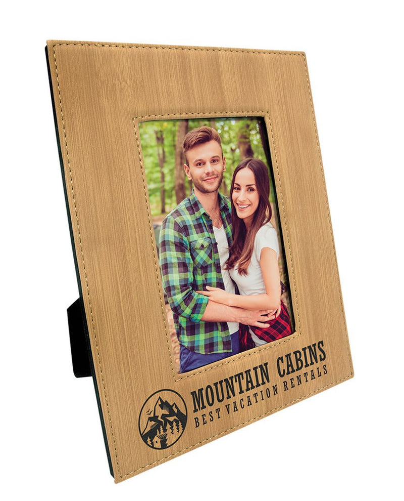 Bamboo Finish Picture Frame with Black Engraving
