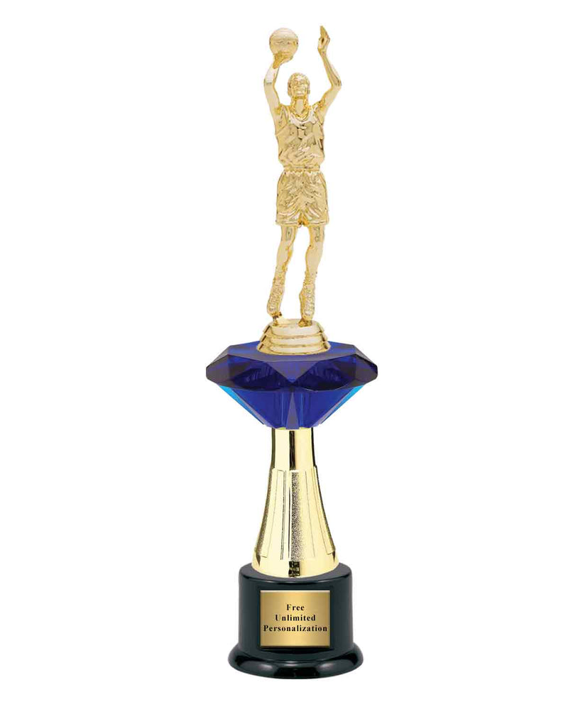 Large Blue Jewel Riser Basketball Trophy