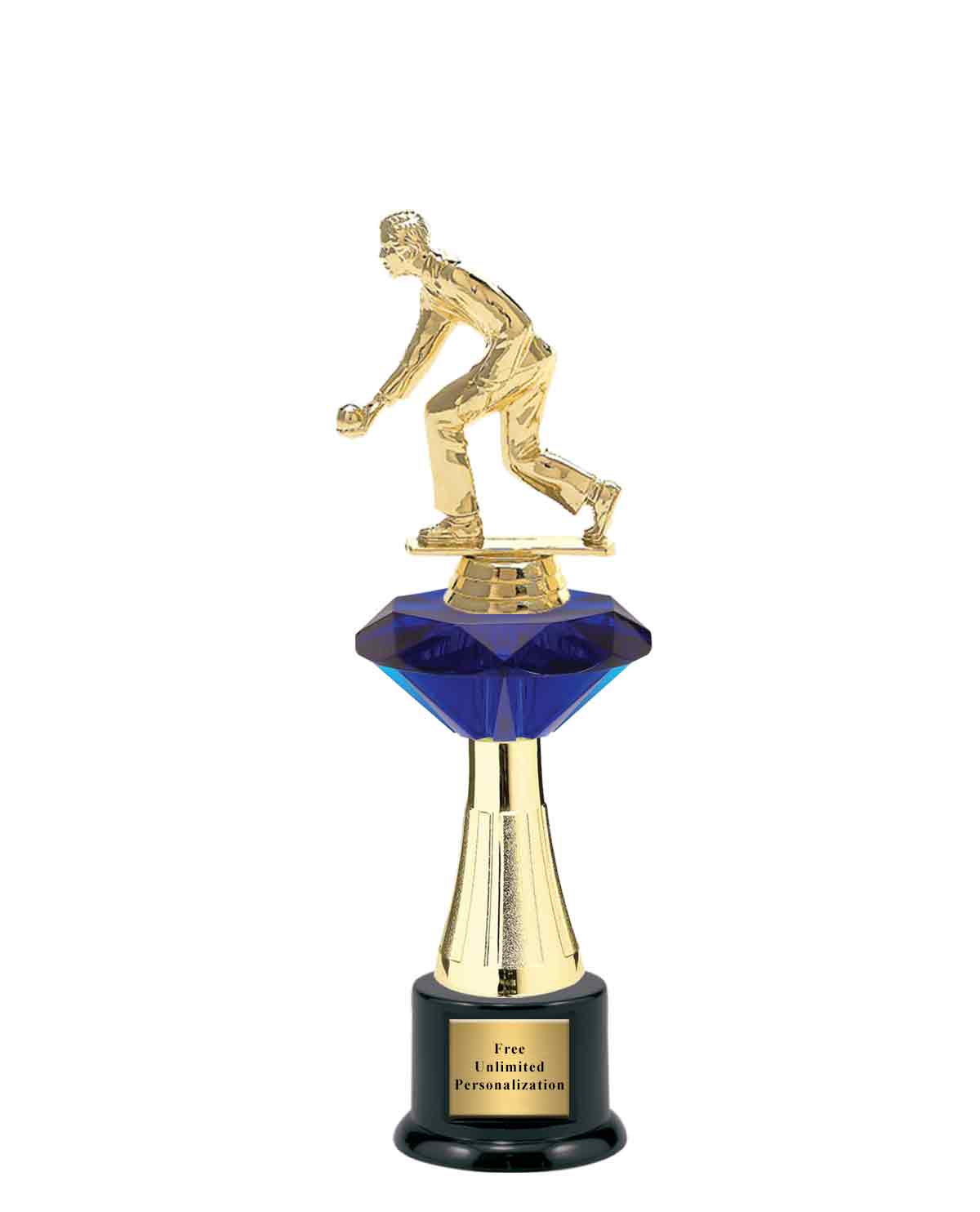 Large Blue Jewel Riser Bocce Trophy