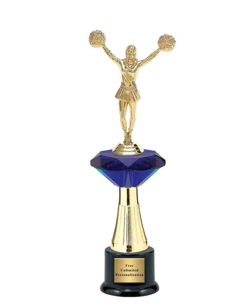 Large Blue Jewel Riser Cheer Trophy